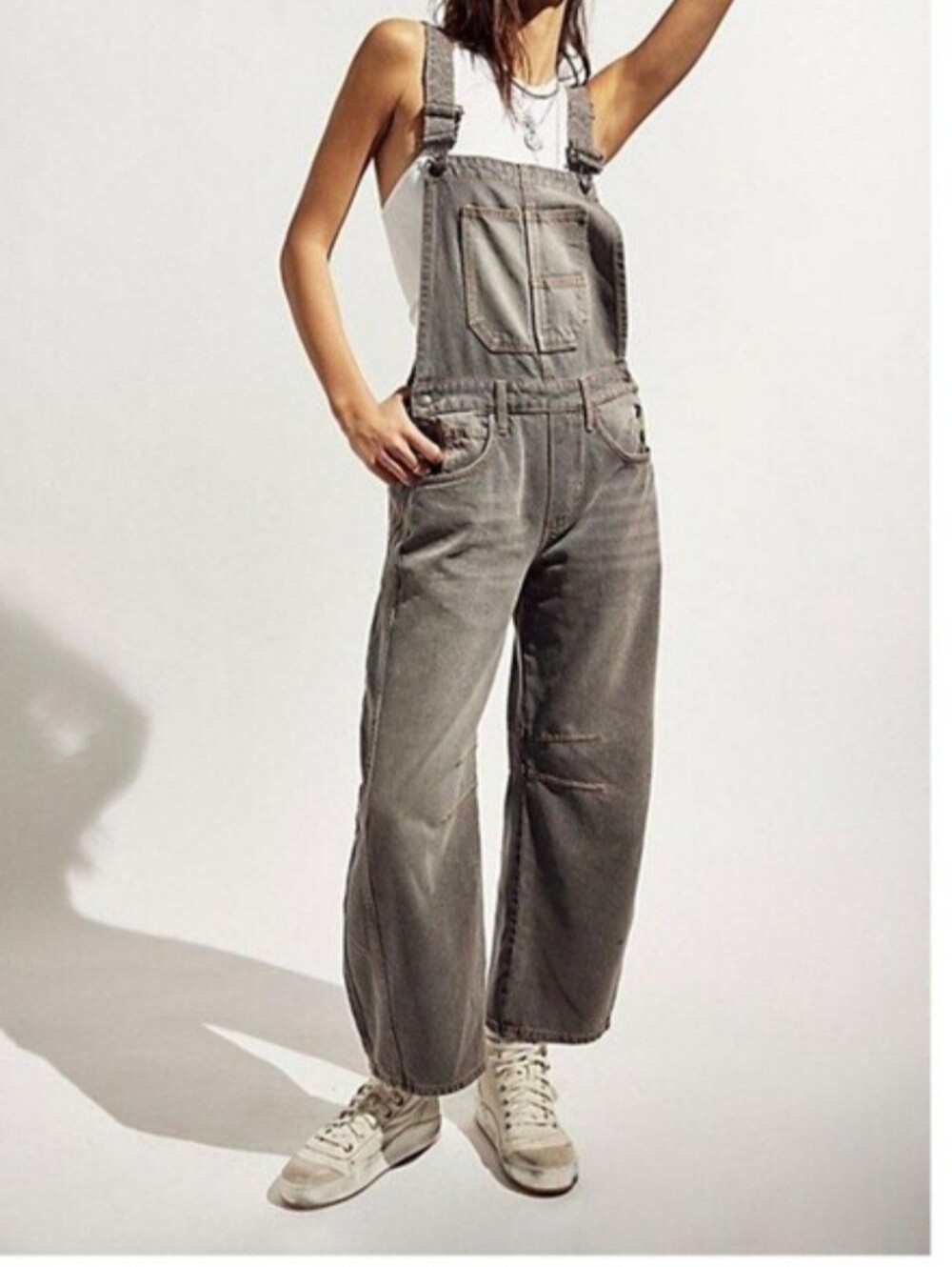 NWOT We The Free Good Luck Barrel Overalls in Archive Grey